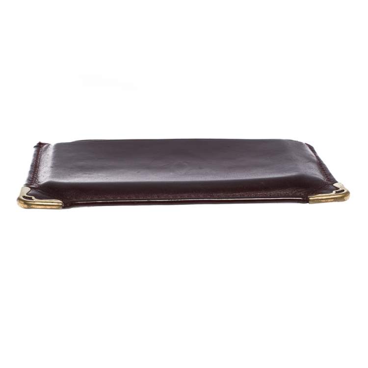 Pre Owned Cartier Burgundy Leather Card Holder