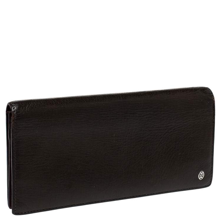Pre Owned Cartier Olive Green Leather Pasha de Cartier Bifold Wallet