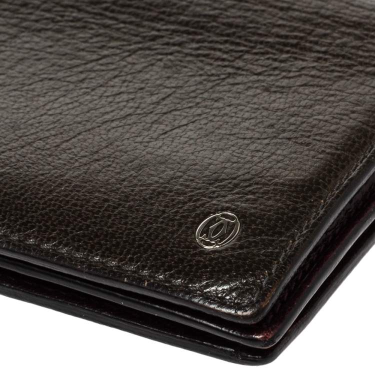 Pre Owned Cartier Olive Green Leather Pasha de Cartier Bifold Wallet