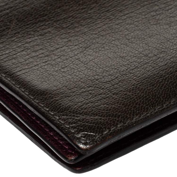 Pre Owned Cartier Olive Green Leather Pasha de Cartier Bifold Wallet