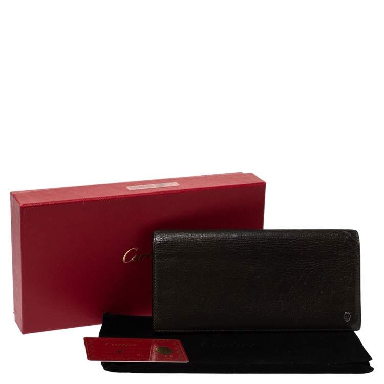 Pre Owned Cartier Olive Green Leather Pasha de Cartier Bifold Wallet