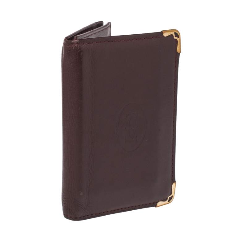 Pre Owned Cartier Burgundy Leather Must De Cartier Card Holder