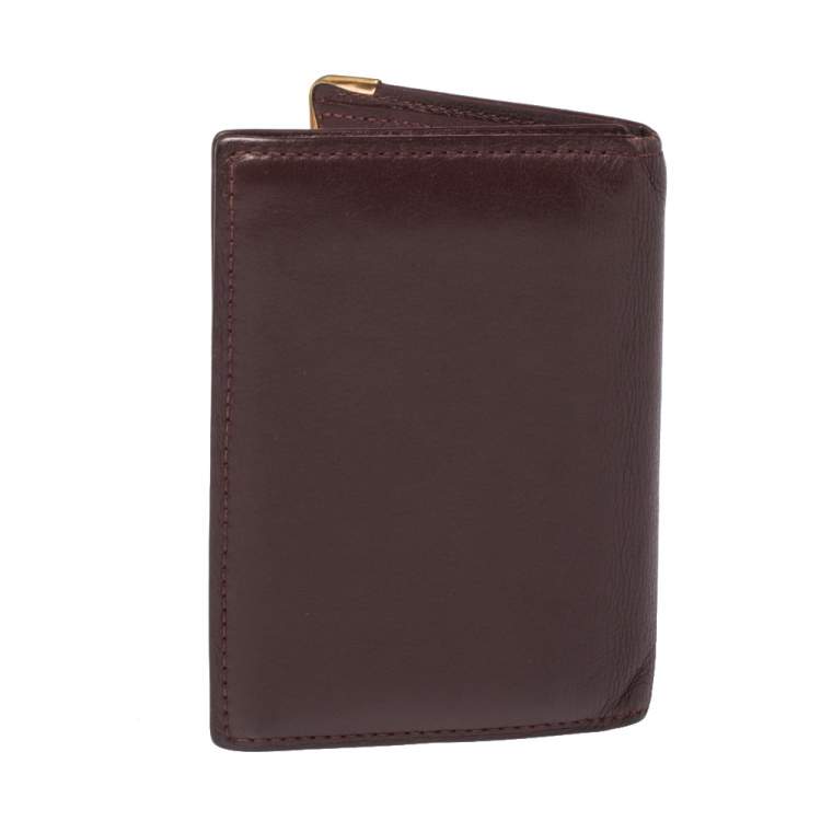 Pre Owned Cartier Burgundy Leather Must De Cartier Card Holder