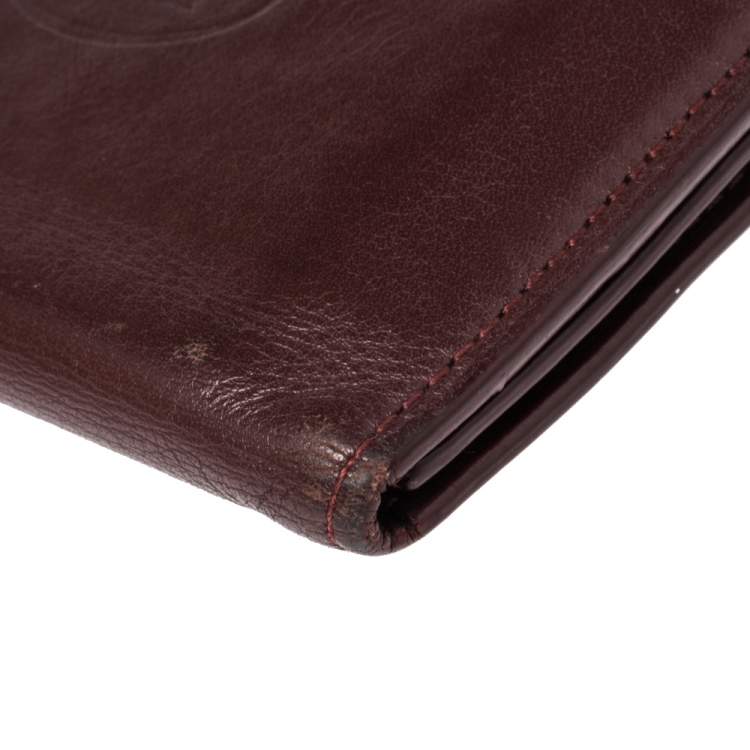 Pre Owned Cartier Burgundy Leather Must De Cartier Card Holder