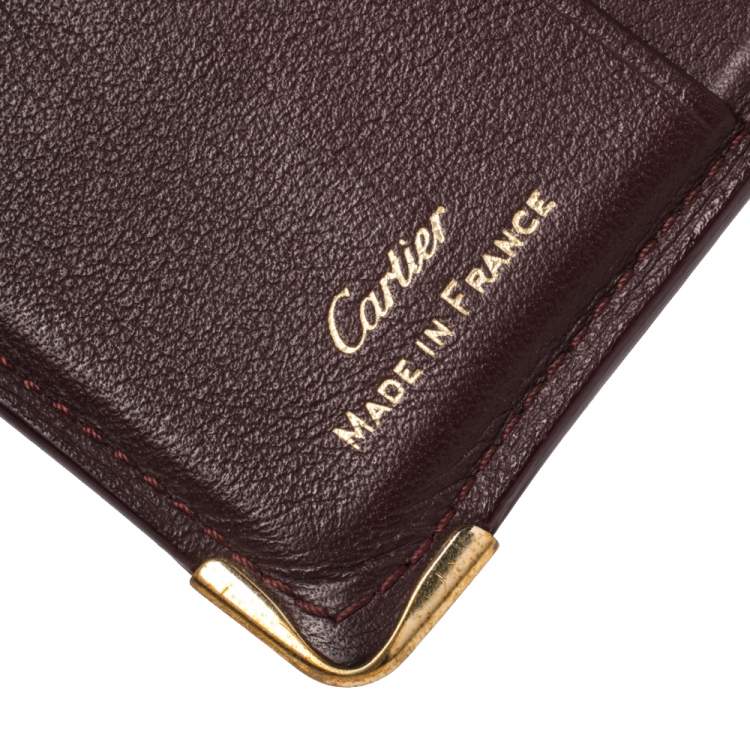 Pre Owned Cartier Burgundy Leather Must De Cartier Card Holder