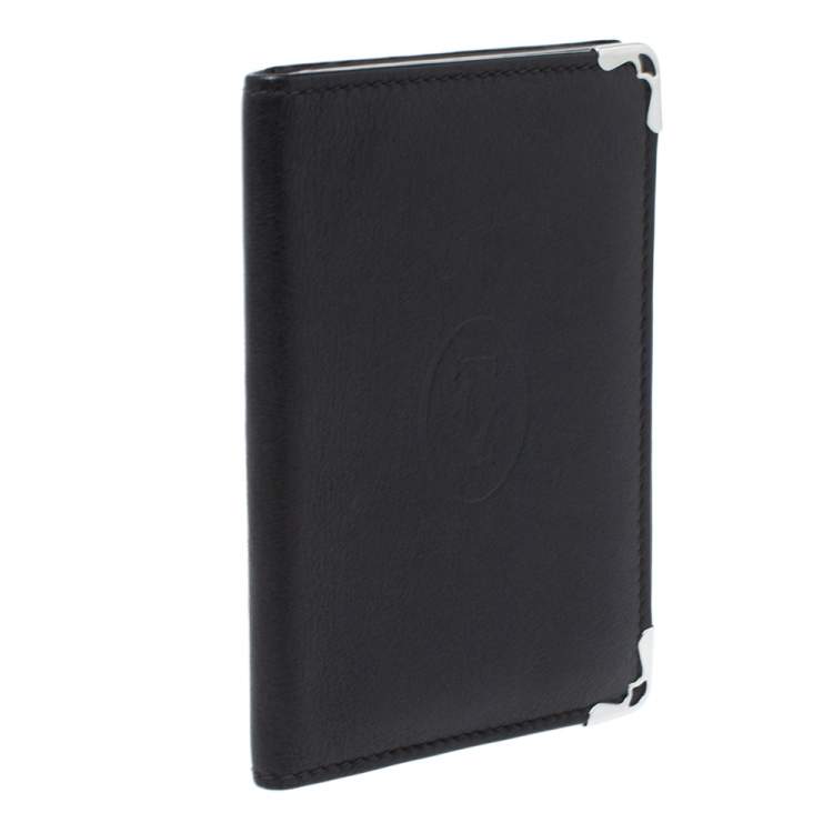 Pre Owned Cartier Black Leather Must De Cartier Card Holder