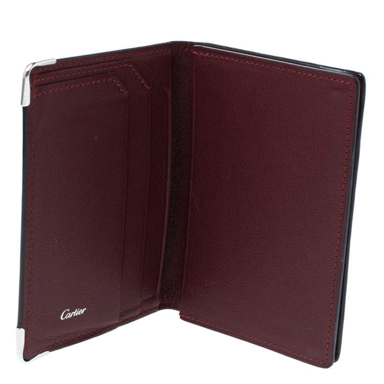 Pre Owned Cartier Black Leather Must De Cartier Card Holder