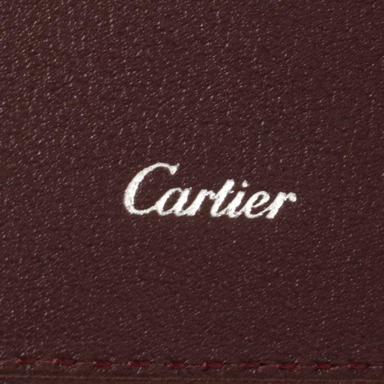 Pre Owned Cartier Black Leather Must De Cartier 6CC Bifold Wallet