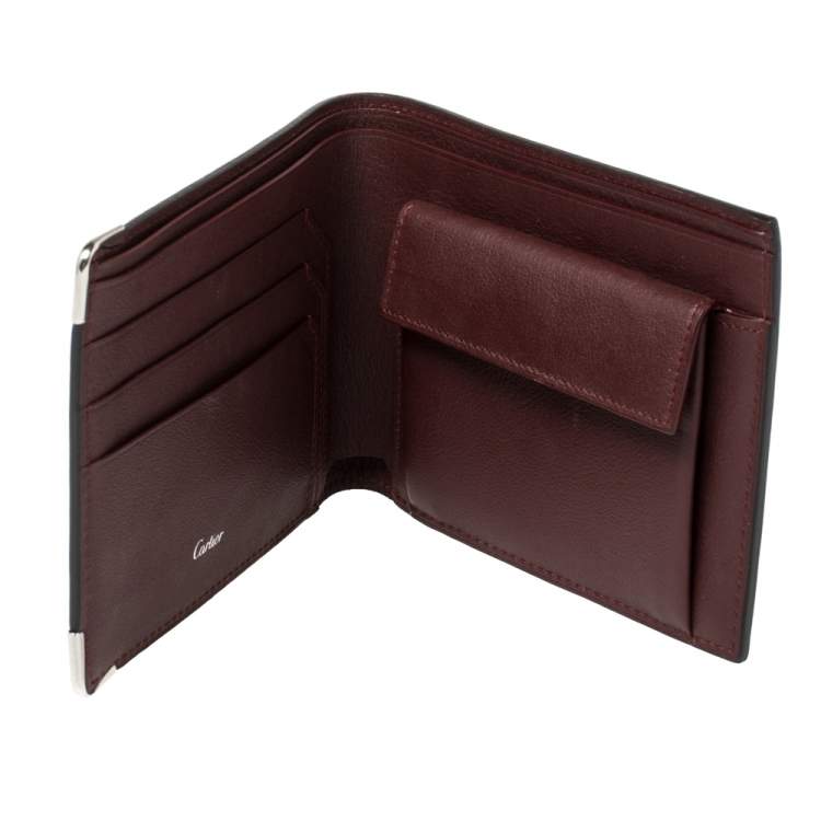 Pre Owned Cartier Black Leather Must De Cartier 6CC Bifold Wallet