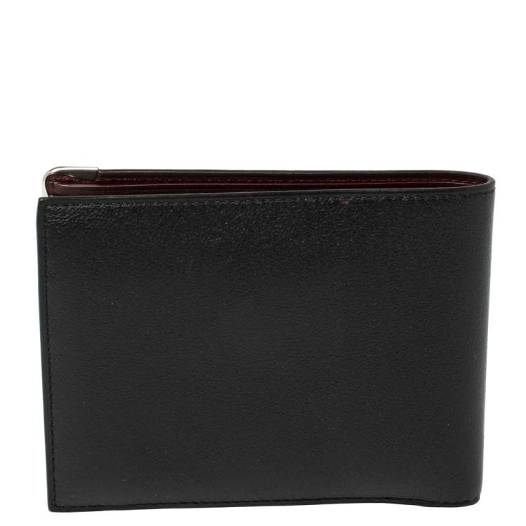 Pre Owned Cartier Black Leather Must De Cartier 6CC Bifold Wallet