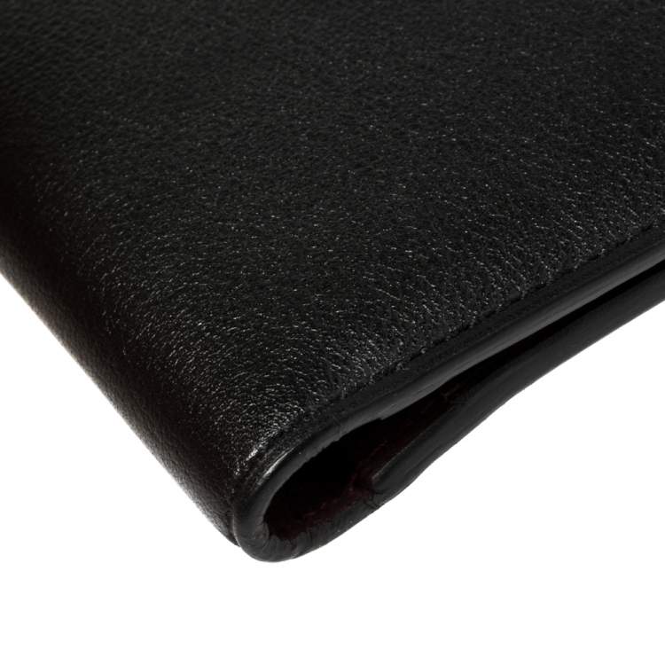 Pre Owned Cartier Black Leather Must De Cartier 6CC Bifold Wallet