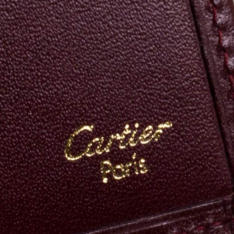 Pre Owned Cartier Burgundy Leather Must De Cartier Cheque Book Holder