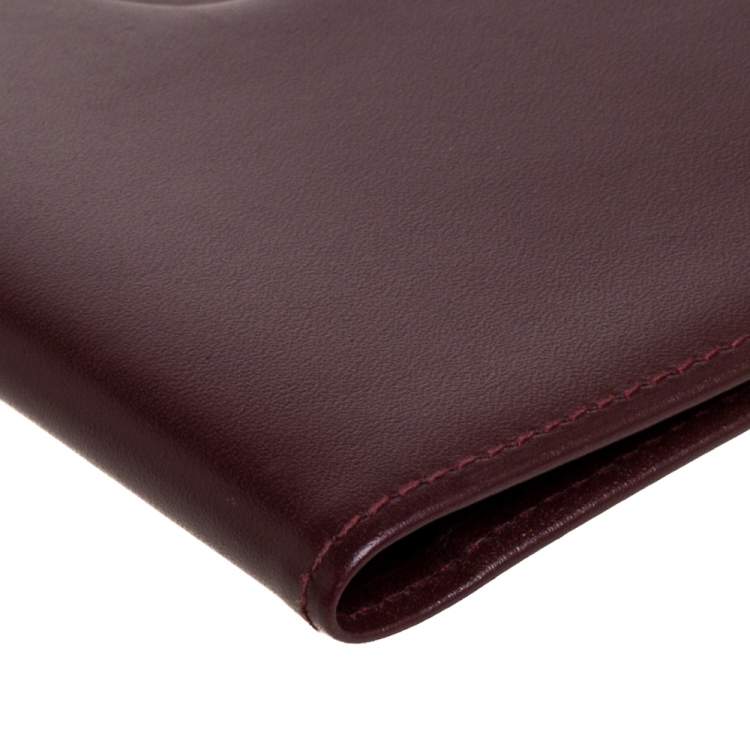 Pre Owned Cartier Burgundy Leather Must De Cartier Cheque Book Holder