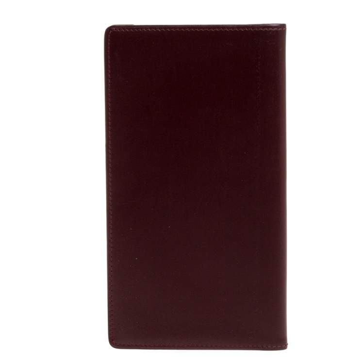 Pre Owned Cartier Burgundy Leather Must De Cartier Cheque Book Holder