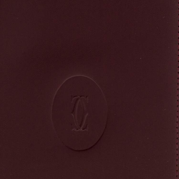 Pre Owned Cartier Burgundy Leather Must De Cartier Cheque Book Holder