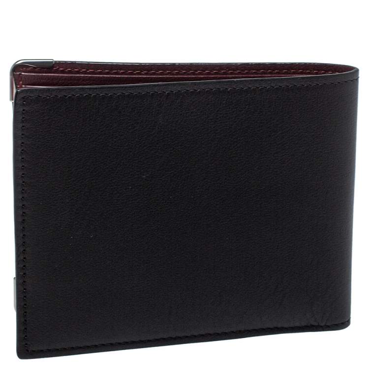 Pre Owned Cartier Black Leather Must De Cartier 6CC Bifold Wallet