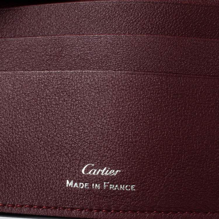 Pre Owned Cartier Black Leather Must De Cartier 6CC Bifold Wallet
