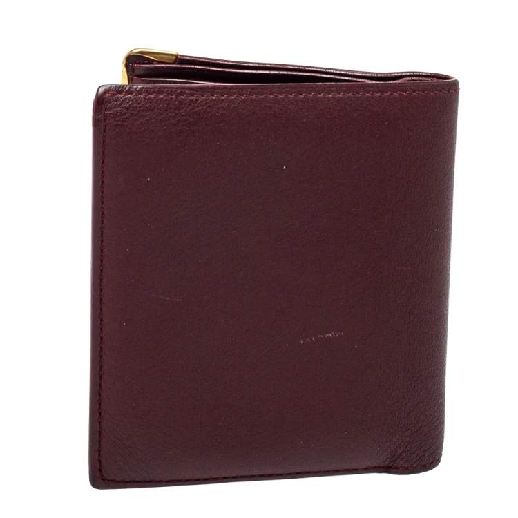 Pre Owned Cartier Maroon Leather Must De Cartier Multiple Wallet