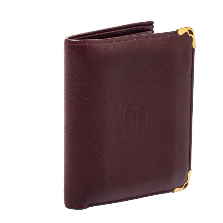 Pre Owned Cartier Maroon Leather Must De Cartier Multiple Wallet