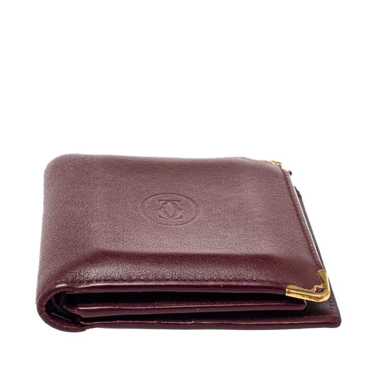 Pre Owned Cartier Maroon Leather Must De Cartier Multiple Wallet