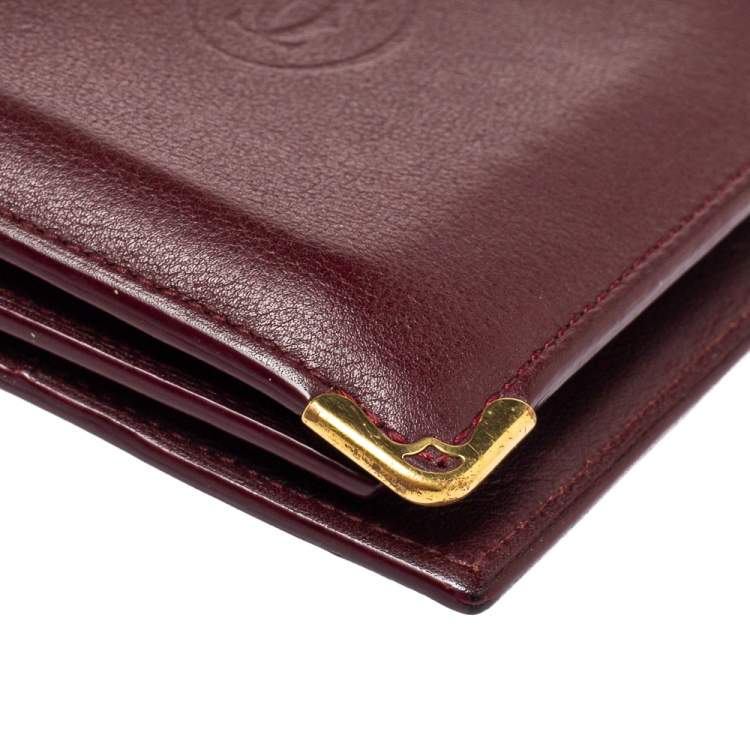 Pre Owned Cartier Maroon Leather Must De Cartier Multiple Wallet