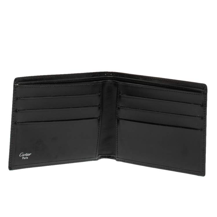 Pre Owned Cartier Black Leather Must De Cartier Bifold Wallet