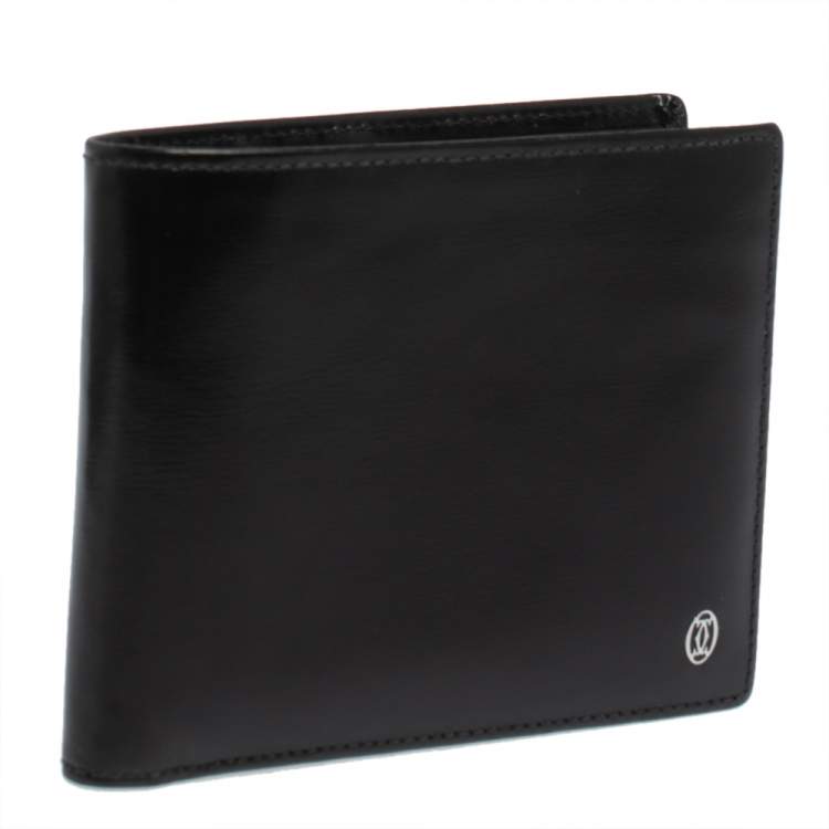 Pre Owned Cartier Black Leather Must De Cartier Bifold Wallet