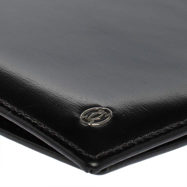 Pre Owned Cartier Black Leather Must De Cartier Bifold Wallet