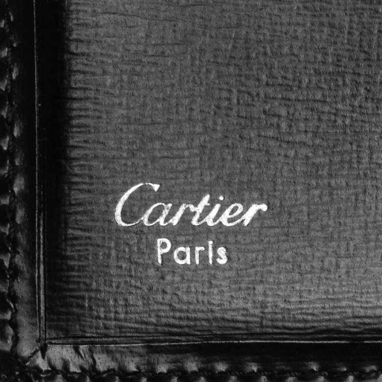 Pre Owned Cartier Black Leather Must De Cartier Bifold Wallet