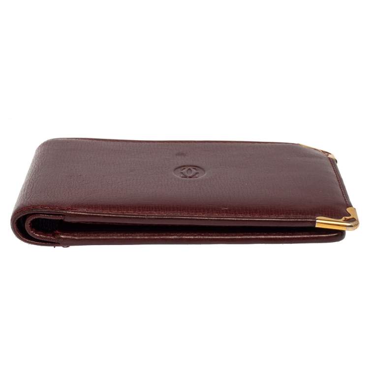 مملوكة مسبقًا Cartier Maroon Leather Must De Cartier 6CC Bifold Wallet