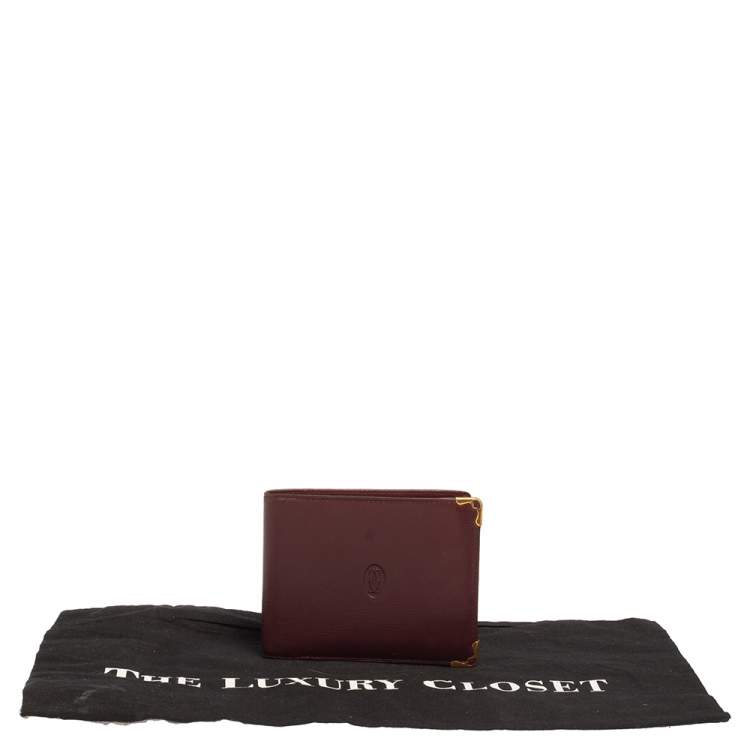 مملوكة مسبقًا Cartier Maroon Leather Must De Cartier 6CC Bifold Wallet