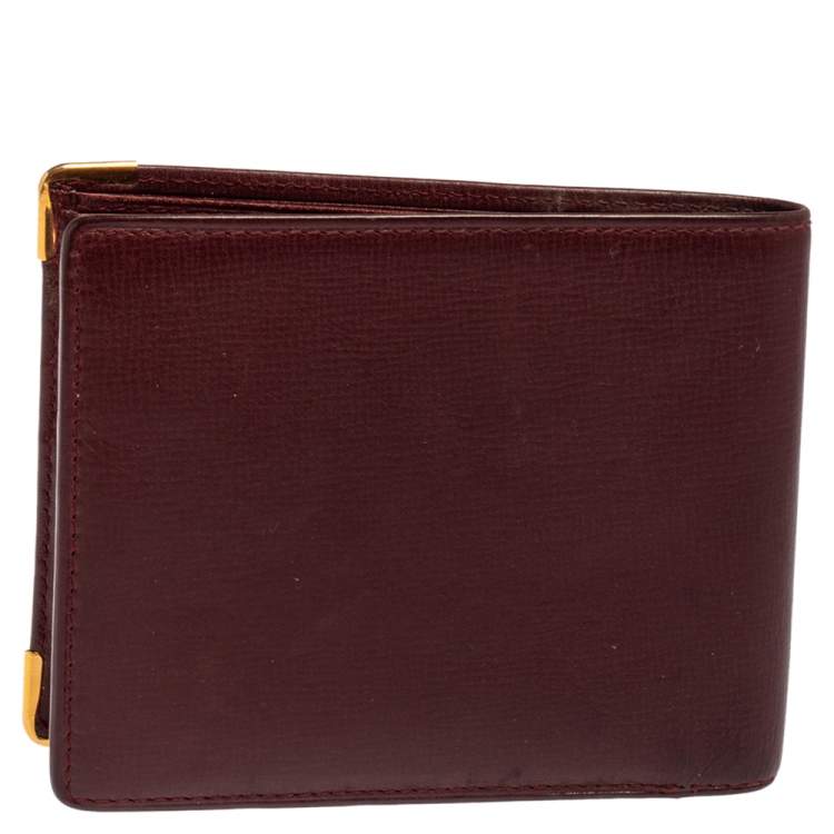 مملوكة مسبقًا Cartier Maroon Leather Must De Cartier 6CC Bifold Wallet
