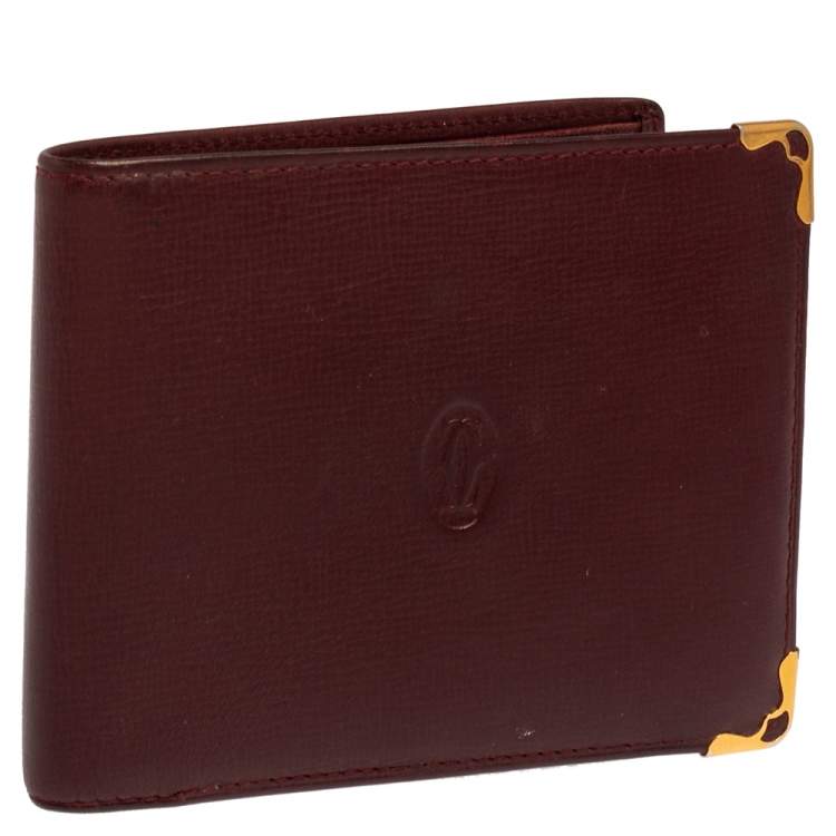 مملوكة مسبقًا Cartier Maroon Leather Must De Cartier 6CC Bifold Wallet