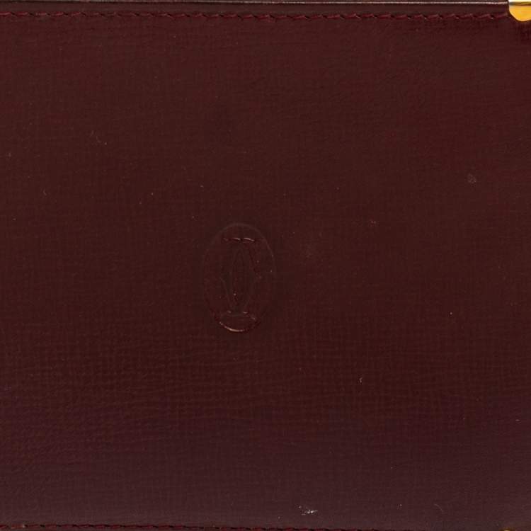 مملوكة مسبقًا Cartier Maroon Leather Must De Cartier 6CC Bifold Wallet