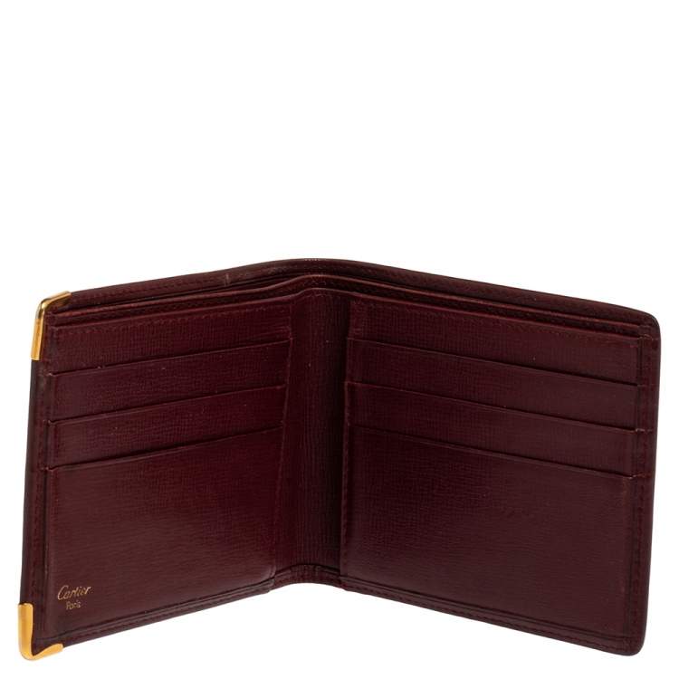 مملوكة مسبقًا Cartier Maroon Leather Must De Cartier 6CC Bifold Wallet