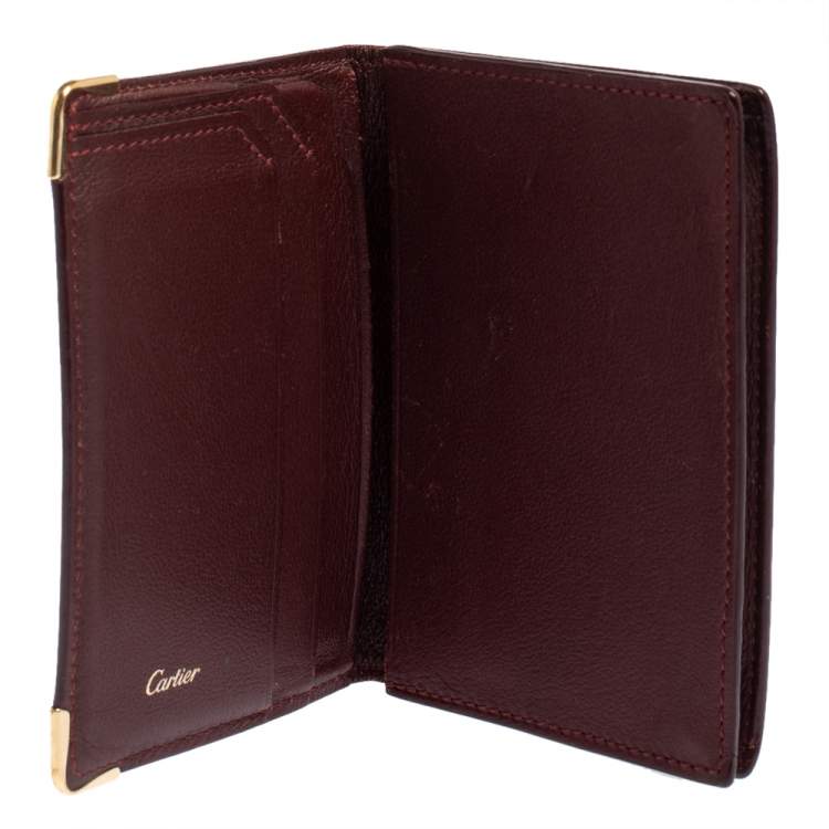 Pre Owned Cartier Burgundy Leather Must De Cartier Card Holder