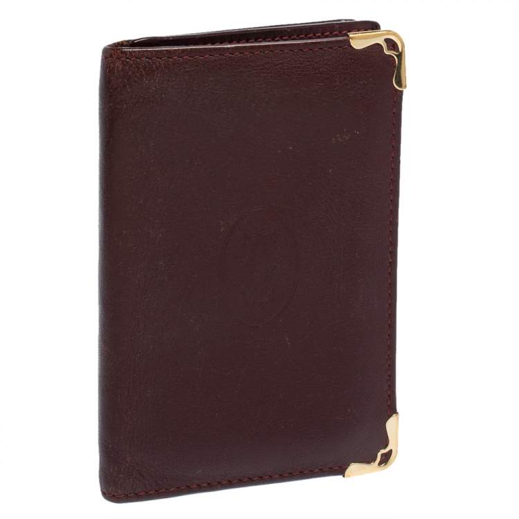 Pre Owned Cartier Burgundy Leather Must De Cartier Card Holder