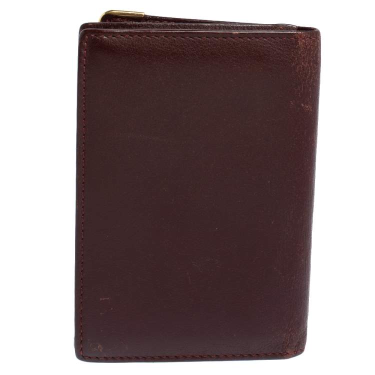 Pre Owned Cartier Burgundy Leather Must De Cartier Card Holder