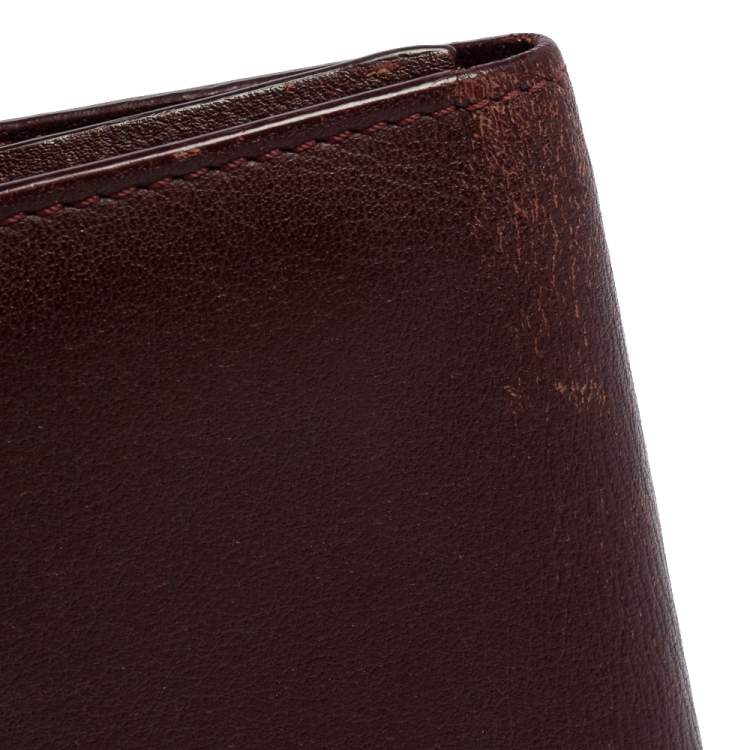 Pre Owned Cartier Burgundy Leather Must De Cartier Card Holder