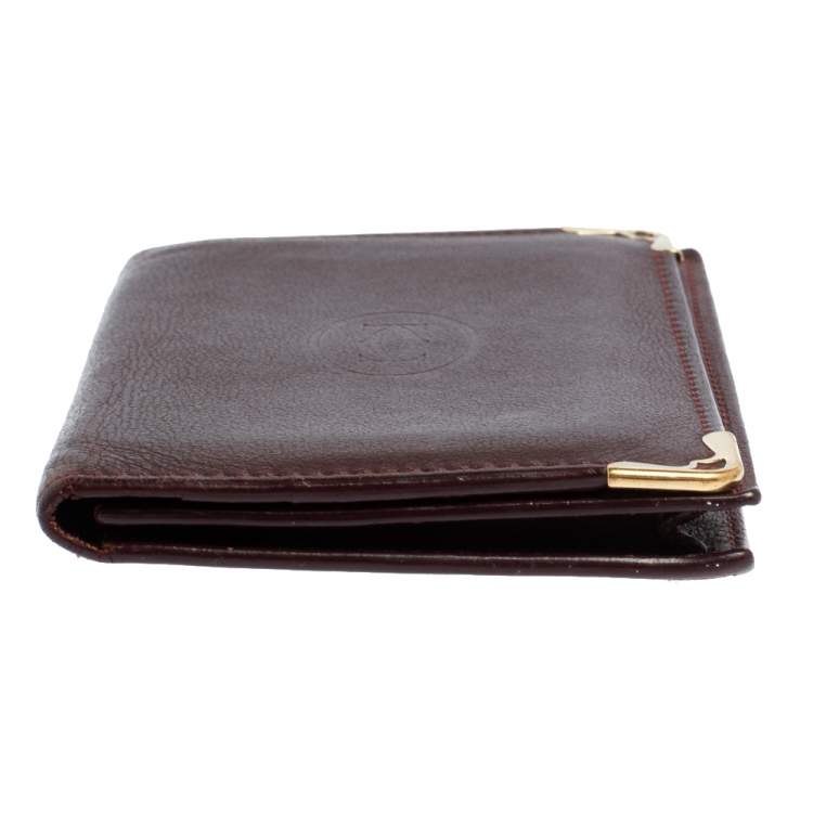 Pre Owned Cartier Burgundy Leather Must De Cartier Card Holder
