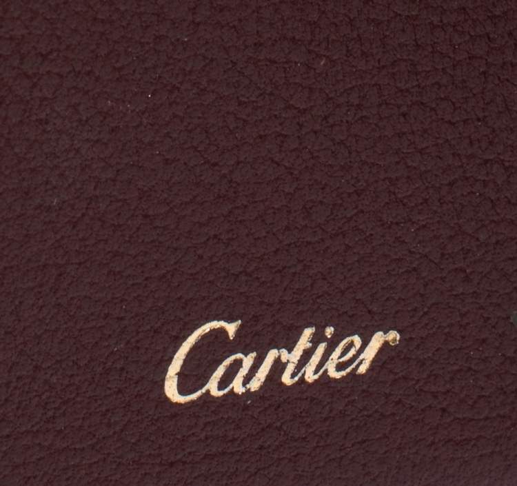 Pre Owned Cartier Burgundy Leather Must De Cartier Card Holder