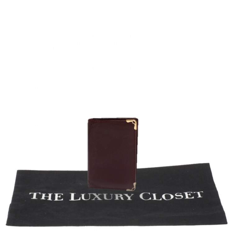 Pre Owned Cartier Burgundy Leather Must De Cartier Card Holder