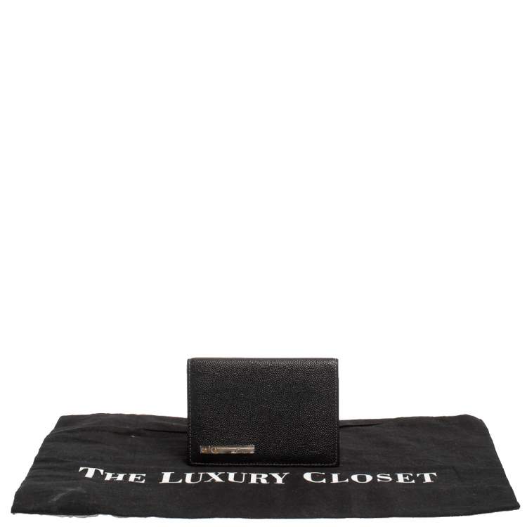 Pre Owned Cartier Black Leather Santos Business Card Holder