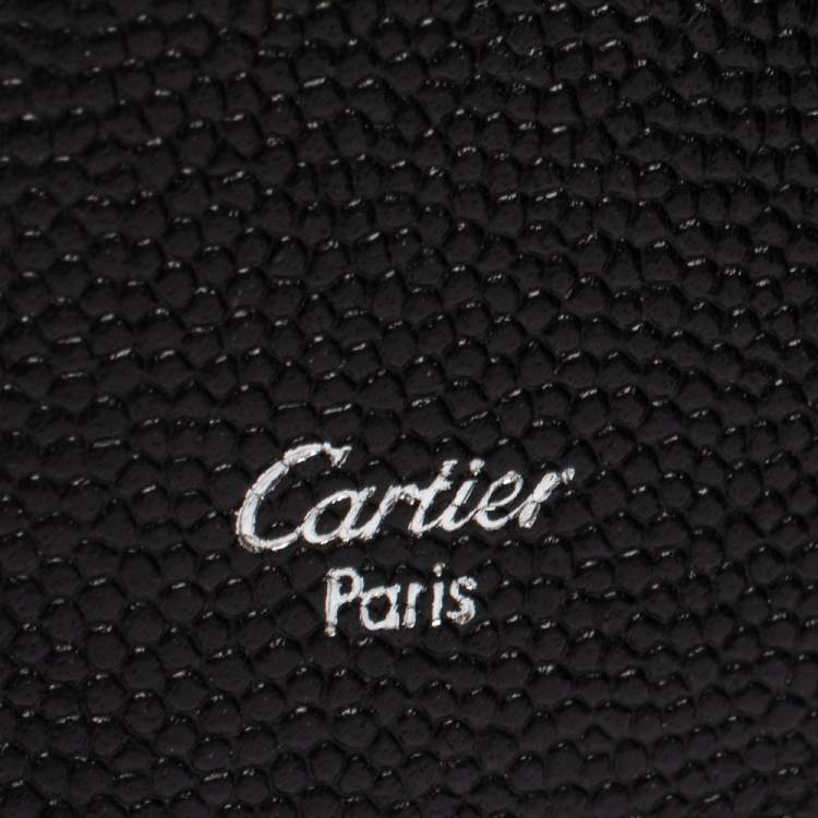 Pre Owned Cartier Black Leather Santos Business Card Holder