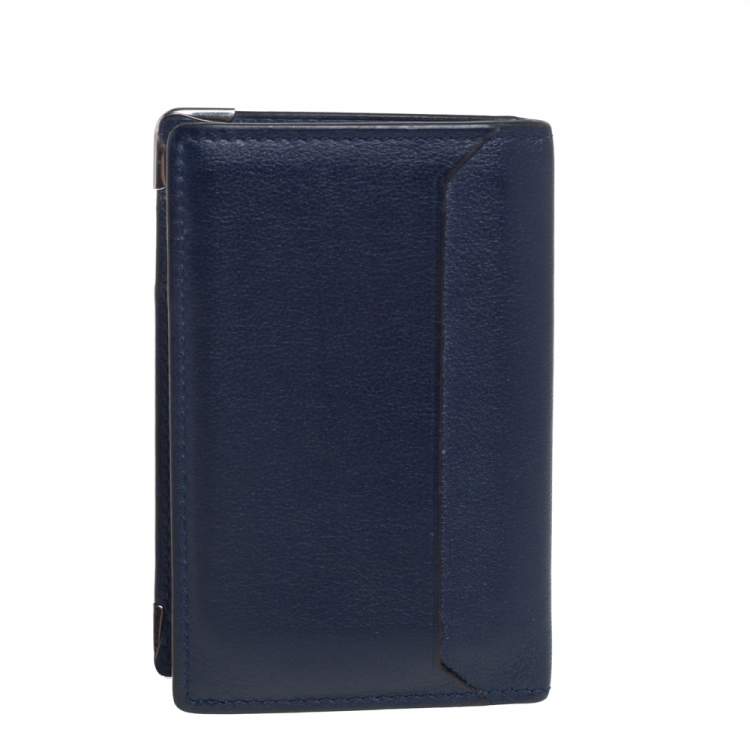 Pre Owned Cartier Navy Blue Leather Must de Cartier Card Holder