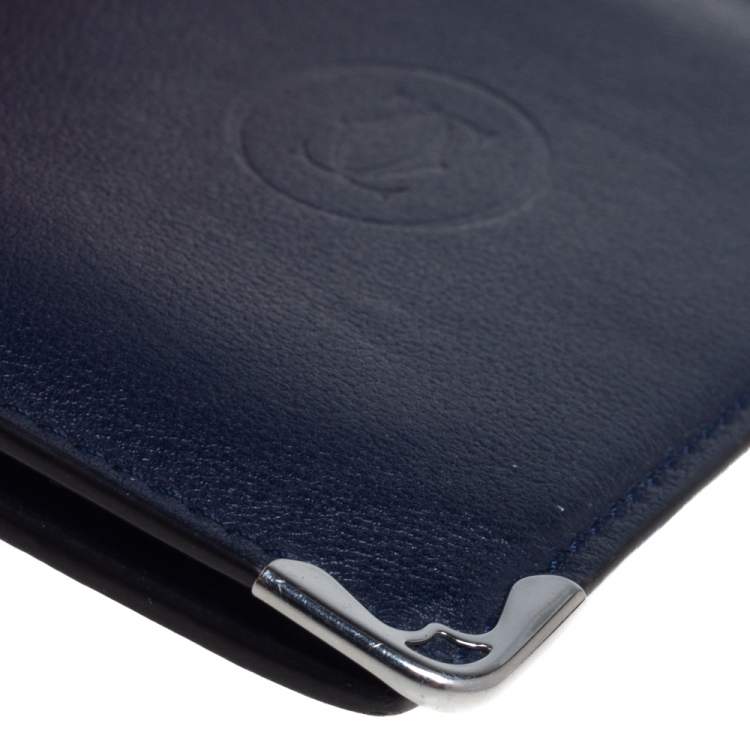 Pre Owned Cartier Navy Blue Leather Must de Cartier Card Holder