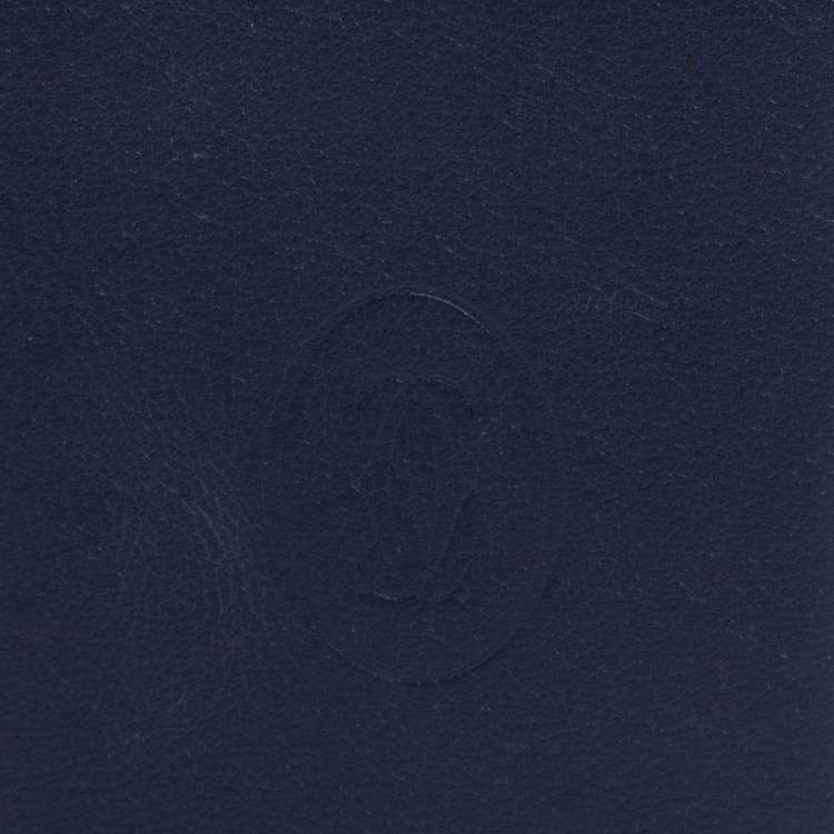 Pre Owned Cartier Navy Blue Leather Must de Cartier Card Holder