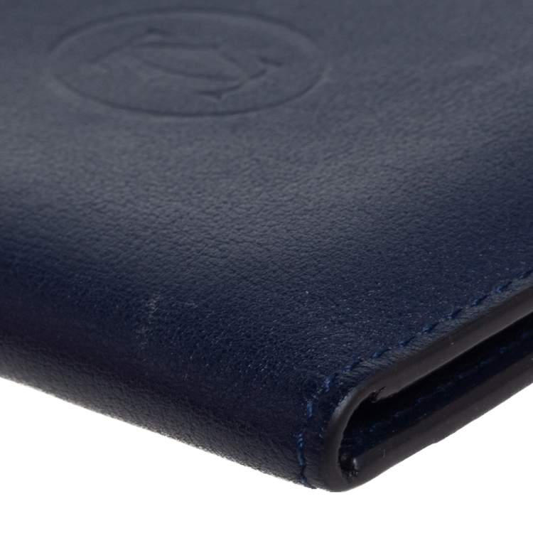 Pre Owned Cartier Navy Blue Leather Must de Cartier Card Holder