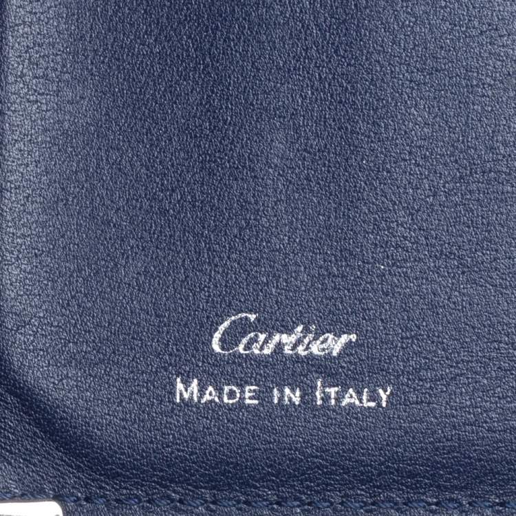 Pre Owned Cartier Navy Blue Leather Must de Cartier Card Holder