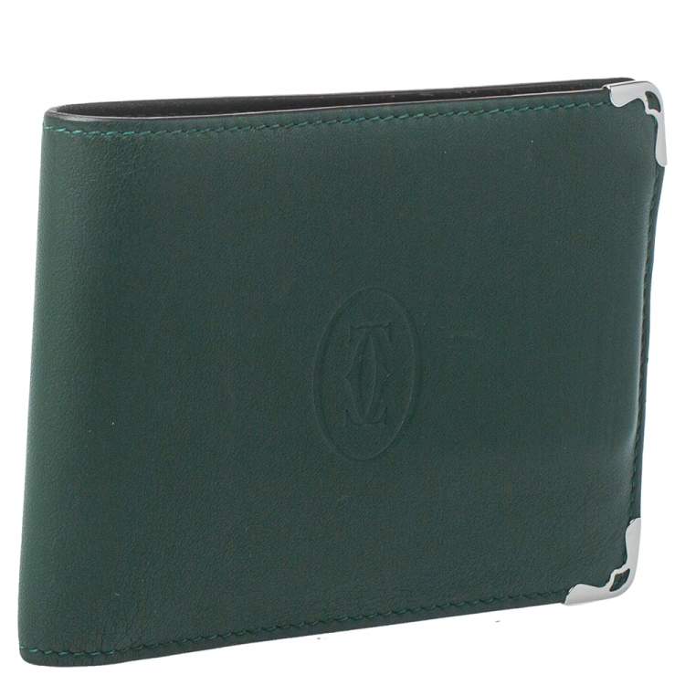 مملوكة مسبقًا Cartier Green Leather Must De Cartier Bifold Wallet 